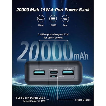 [CLEARANCE] RAVPower 10000mAh 3-Port PD Pioneer 15W Fast Charging Power Bank with i-Smart Technology, Two-Way Type-C In/Out, LED Indicator Light, and Portable Design for Smartphone and iPad | RP-PB1215