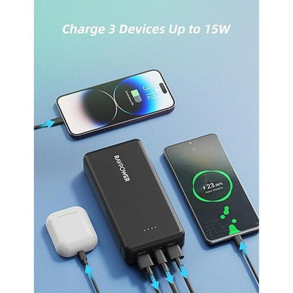 [CLEARANCE] RAVPower 10000mAh 3-Port PD Pioneer 15W Fast Charging Power Bank with i-Smart Technology, Two-Way Type-C In/Out, LED Indicator Light, and Portable Design for Smartphone and iPad | RP-PB1215