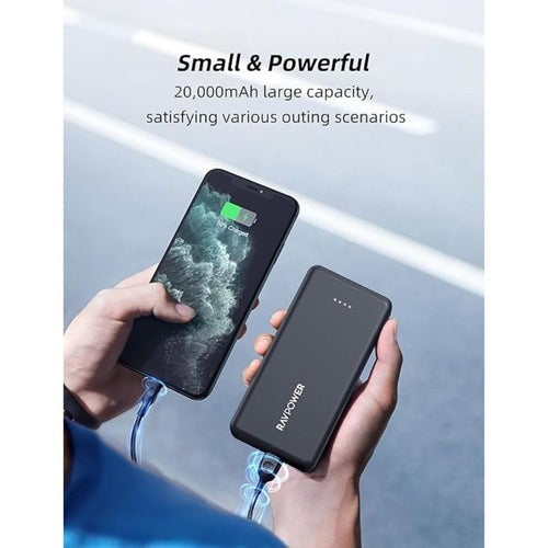 RAVPower PD Pioneer 15W Fast Charging Power Bank with 10000mAh (3-Port) / 20000mAh (4-Port), i-Smart Technology, Two-Way Type-C In/Out, LED Indicator Light, and Portable Design for Smartphone and iPad | RP-PB1215 RP-PB1216