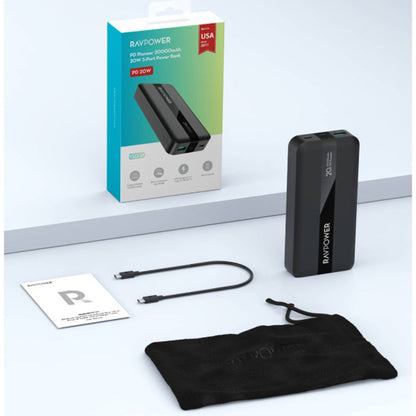 [CLEARANCE] RAVPower PD Pioneer 20W 10000mAh 3-Port (Dual USB 3.0, USB Type-C) Powerbank with i-Smart Technology | RP-PB1204