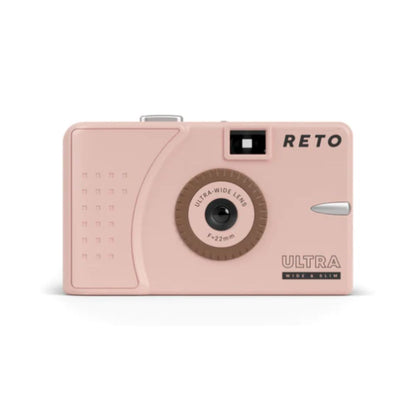 RETO Ultra Wide & Slim Film Camera with 22mm Ultra-Wide-Angle Lens, 135 35mm Film Format, Point and Shoot for Photography | Pastel Pink