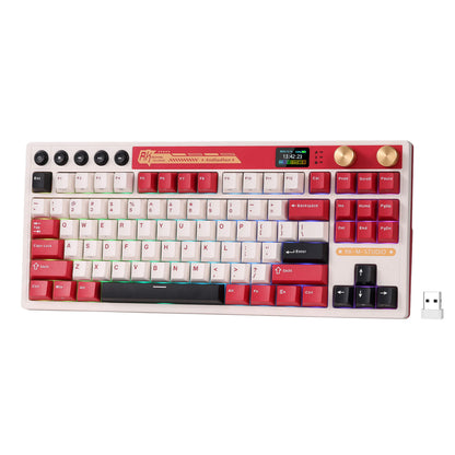 Royal Kludge RK Sink87 RGB 87 Keys Mechanical Gaming Keyboard 2.4G Wireless Wired Hot Swappable TKL with Bluetooth 5.0 (White, Black) (Available in Blue Clicky, Red Linear, and Brown Tactile Switch)