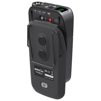Rode RodeLink Filmmaker Kit (TX + RX) Digital On-Camera 2.4GHz Wireless Omnidirectiol Condenser Lavalier Microphone Set with 100m Max Operating Range, 3.5mm TRS Output, OLED Display, USB / AA Battery Power for Vlog Vlogging, Interviews