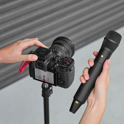 Rode Interview Pro Omnidirectiol Condenser 2.4GHz Wireless Handheld Microphone with USB Type-C Input, RODE Central App Support, 200m Max Range and 30Hrs Battery Life for Interviews