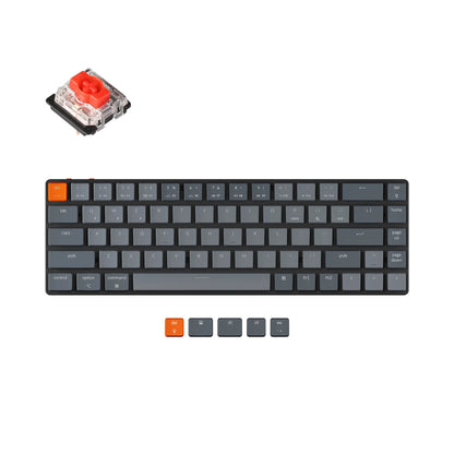 Keychron K7 68 Keys Ultra-Slim Bluetooth Wireless / Wired TKL Tenkeyless Gateron Mechanical Keyboard with Hot-Swappable Switches and RGB Backlight for Mac and Windows PC Computer (Red Linear, Brown Tactile) K7H1 K7H3
