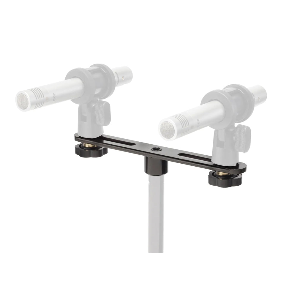 Samson DMA2 Dual Stereo Microphone Stand Adapter with Adjustable 360° Rotating and 2-7" Sliding Screw Type Mount for 5/8"-27 Threading Mic Stands