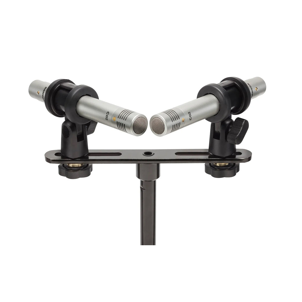 Samson DMA2 Dual Stereo Microphone Stand Adapter with Adjustable 360° Rotating and 2-7" Sliding Screw Type Mount for 5/8"-27 Threading Mic Stands