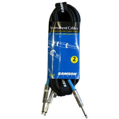 [CLEARANCE] Samson 6 Meters Instrument Cable Pack of 2 with 6.35mm Male to Male AUX Neutrik Mono Jack Connectors for Professional Audio Recording and Performance | ESAIC20