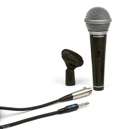 Samson R21S3 3-Pack / Single Cardioid Dynamic Microphone Bundle Set Kit with Mic Clip and XLR Male to XLR Female Cable, 80 Hz to 12 kHz Frequency Range for Audio Vocal and Instrument Recording, Live Performance, Music Education, Karaoke, Multimedia