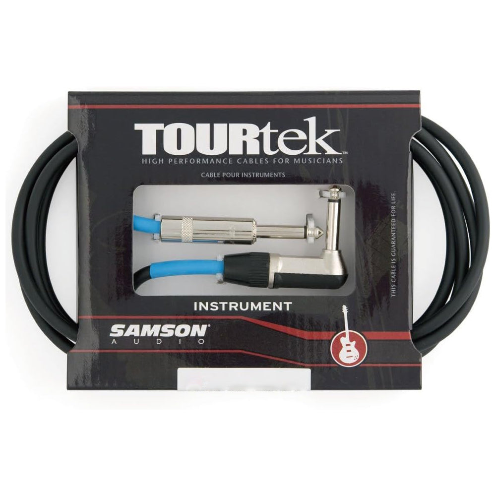 Samson TOURtek TIL 1 / 3/ 6 / 8 Meters AUX Angled to Straight High Performance Instrument Cable  with PVC Jacket, Nickel Plated Neutirk Connectors, and Copper Mesh Shielding | ESATIL3 ESATIL10 ESATIL20 ESATIL25