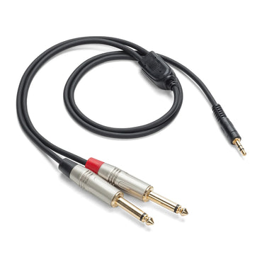 [CLEARANCE] Samson TOURtek PRO TPAD48 3 Meters 3.5mm to Dual 6.35mm AUX Breakout Cable with PVC Jacket, Nickel Plated Neutrik Connectors and Copper Mesh Shielding | ESATPAD489