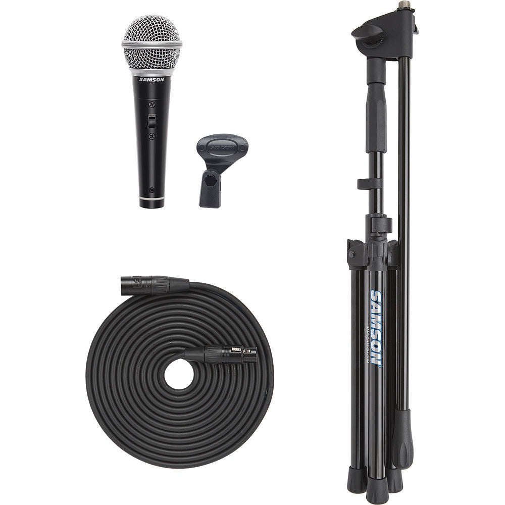 Samson VP10 / VP10X (R21S, MK10) Cardioid Dynamic Microphone Kit Set Bundle with Lightweight Boom Stand and 18" 1/4"-20 XLR Connector Cable for Studio and Audio Equipment  - ESAVP10CE, ESAVP10XMI