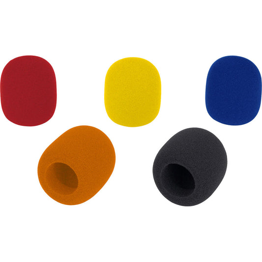 Samson WS1C Set of 5 Foam Mic Windscreens for Q / R / Concert / Synth 7 / Stage / UM1 / UM77 Series Handheld Microphones with Assorted Colors