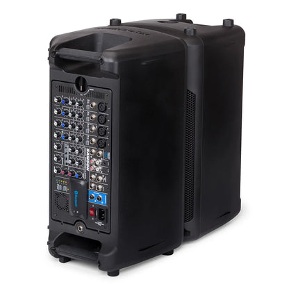 Samson Expedition XP800 All in One Public Address PA Speaker System with PAIR 2 Way 8" Powered Speakers, 800W Amplifier, Removable 8 Channel Audio Mixer, and 4 Line In / Microphone Inputs with Bluetooth Connectivity