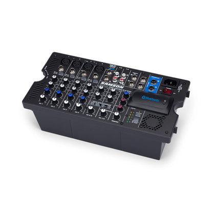 Samson Expedition XP800 All in One Public Address PA Speaker System with PAIR 2 Way 8" Powered Speakers, 800W Amplifier, Removable 8 Channel Audio Mixer, and 4 Line In / Microphone Inputs with Bluetooth Connectivity