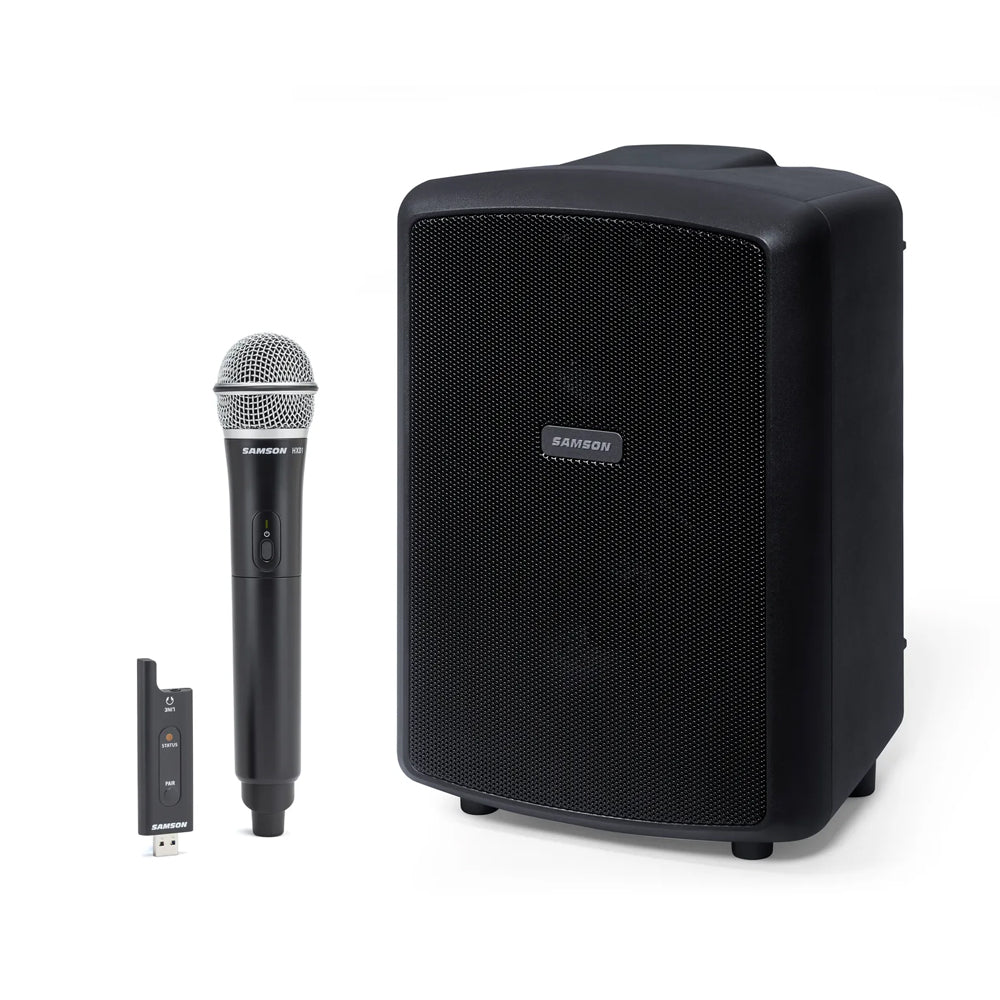 Samson Expedition Explor Portable Public Address PA Powered 3 Way Speaker System with 12 Hour Battery, 200 W Amplifier, Bluetooth Connectivity, and Wireless Microphone Option