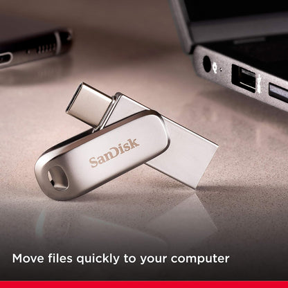 SanDisk Ultra Dual Drive Luxe 32GB 64GB 128GB 256GB USB A 3.2 Gen 1 to Type-C OTG Flash Drive with 400MB/s Read Speed and SanDisk Memory App Support | Silver, Gold