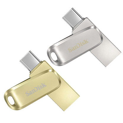 SanDisk Ultra Dual Drive Luxe 32GB 64GB 128GB 256GB USB A 3.2 Gen 1 to Type-C OTG Flash Drive with 400MB/s Read Speed and SanDisk Memory App Support | Silver, Gold