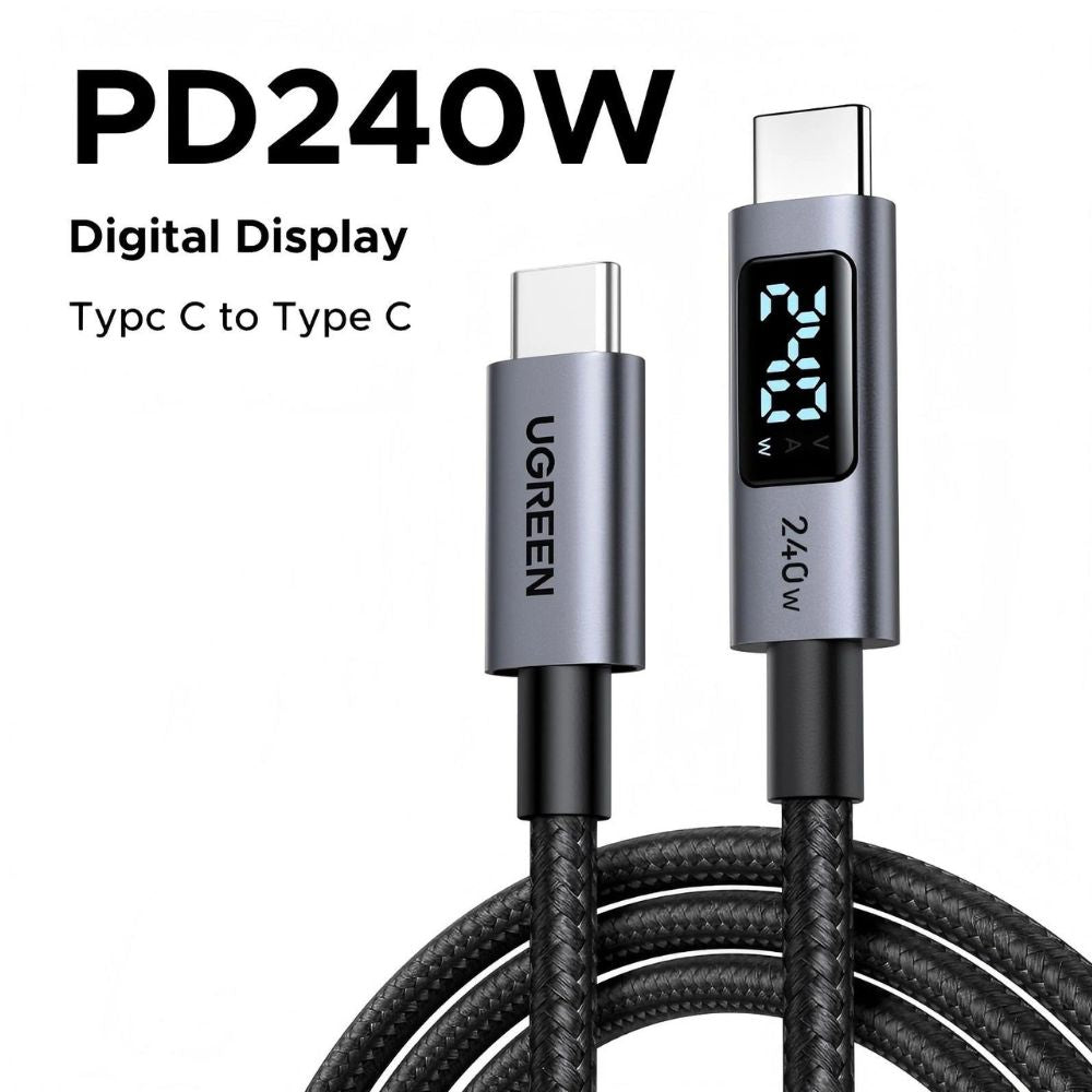 UGREEN 1 Meter USB-C to USB-C PD 3.1 Fast Charging Cable w/ Smart LED Display 240W 480Mbps | L530