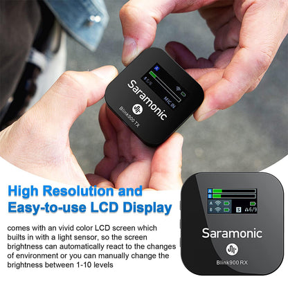 Saramonic Blink 900 B2 (Dual TX + RX) 2.4GHz Wireless Microphone System with Omnidirectiol Lavalier Microphones, 200m Max Transmission Range, Mute / Stereo & Mono Mode, 6 Hours Battery Life with 4500mAh Charging Case for Vlog Vlogging