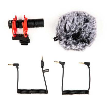 [CLEARANCE] Saramonic Vmic Mini II Unidirectional Condenser  Camera-Mount Shotgun Microphone 3.5mm TRS / TRSS with Dual Rycote Lyre Suspension, Furry Windscreen, Cardioid Pickup Pattern for Camera, Smartphone, Vlogging, Recording