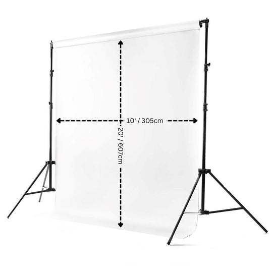 Savage Infinity V01-1020 Seamless 10' x 20' Solid Vinyl Background Photography Backdrop (Pure White) with Matte Finish, Cardboard Core and Easy Sponge Cleaning