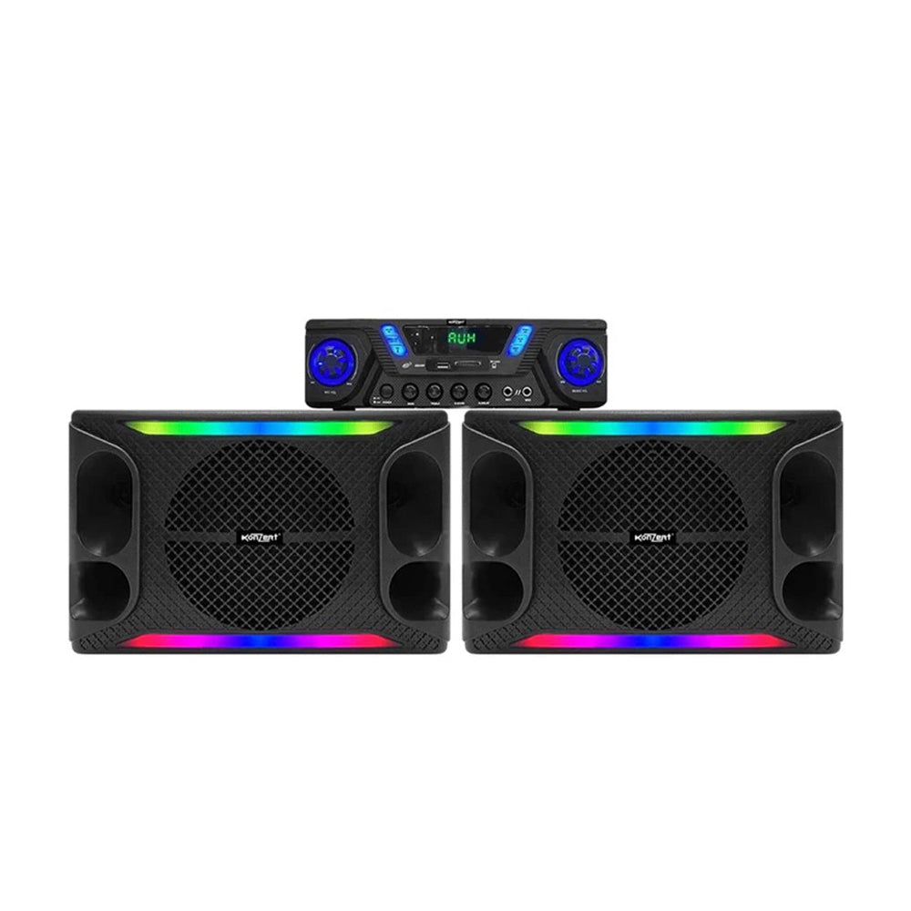 Konzert PH-2023 Micro Component Bluetooth Speaker System with Wired Microphone, LED Strip Light, HDMI -ARC  & USB/SD Slot for Karaoke & Music