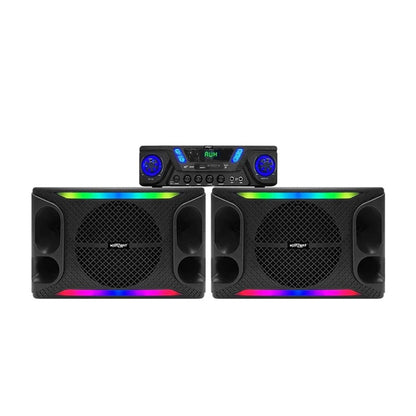 Konzert PH-2023 Micro Component Bluetooth Speaker System with Wired Microphone, LED Strip Light, HDMI -ARC  & USB/SD Slot for Karaoke & Music