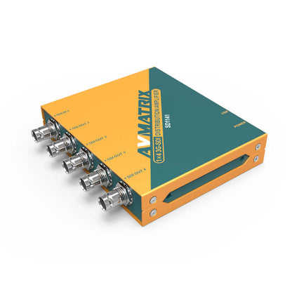 AVMatrix SD1141 1×4 SDI Reclocking Distribution Amplifier with 3G/HD/SD-SDI Multi-rate Signal Processing, 4 Buffered and Re-clocked Outputs, Auto Cable Equalization and Signal Retiming, Micro USB and DC Power