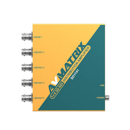 AVMatrix SD1141 1×4 SDI Reclocking Distribution Amplifier with 3G/HD/SD-SDI Multi-rate Signal Processing, 4 Buffered and Re-clocked Outputs, Auto Cable Equalization and Signal Retiming, Micro USB and DC Power