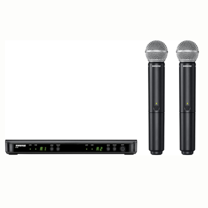 Shure BLX288 Dual Channel Wireless Handheld Microphone Vocal Combo System w/ BLX2 / SM58 Cardioid Mic