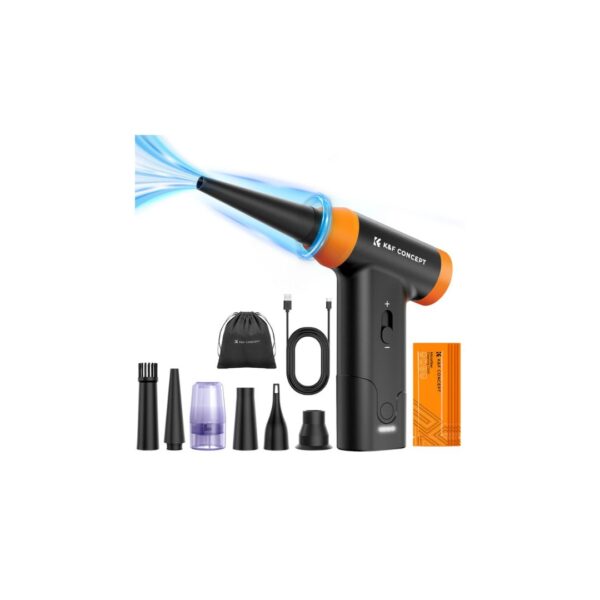 K&F Concept Compressed Jet Air Duster Portable Blower 2500mAh with Adjustable 150000 RPM, 6 Nozzle Styles, USB Type C Port for Deep Clean PC Computer, Camera Lens