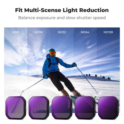 K&F Concept no-X Series PL Polarizer / ND8 16 32 64 128 Neutral Density Lens Filter for Insta360 Ace Pro 2 Action Camera, 28 Multi-Layer no Coated AGC Optical Glass and 3 to 6 Light Reduction Stops