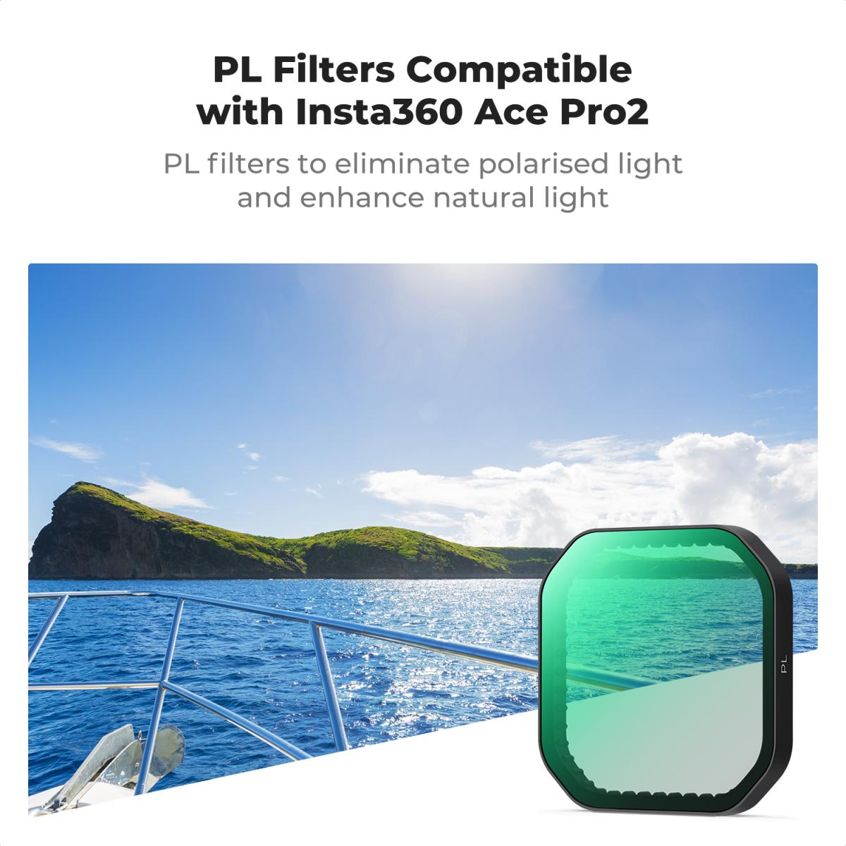 K&F Concept no-X Series PL Polarizer / ND8 16 32 64 128 Neutral Density Lens Filter for Insta360 Ace Pro 2 Action Camera, 28 Multi-Layer no Coated AGC Optical Glass and 3 to 6 Light Reduction Stops