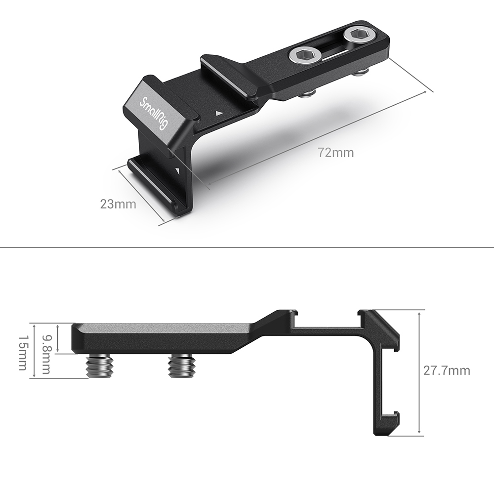 SmallRig Dual Cold Shoe Mount Extension with Anti-Slip Design and 1/4"-20 Captive Screws for Microphone & LED Light, Camera Cages & Rig 2881