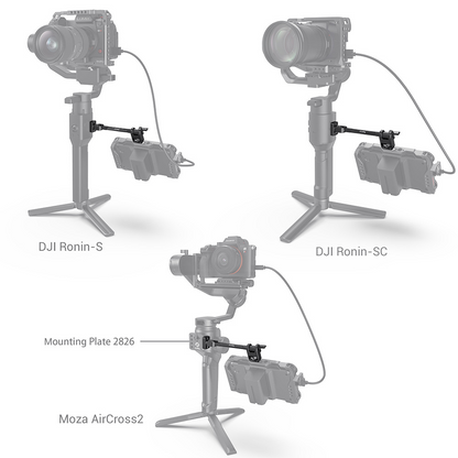 SmallRig Adjustable Monitor Mount with 1Kg Max Payload, 1/4"-20 Mounting Thumbscrew, Built-in Rosette Plate, 360 Degree Tilt and Rubber Pads for Select DJI, Zhiyun & Moza Handheld Gimbal Stabilizers 2889
