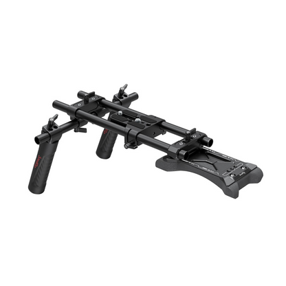SmallRig Basic Shoulder Kit with 3kg Load Capacity, 360 Degree Rotatable Handle Support, 15mm Rods, 1/4”-20 Threaded Holes, Rod Clamp Handle, Baseplate and Shoulder Pads for Universal Camera Cage 2896B