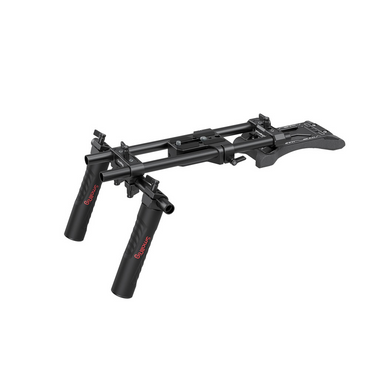 SmallRig Basic Shoulder Kit with 3kg Load Capacity, 360 Degree Rotatable Handle Support, 15mm Rods, 1/4”-20 Threaded Holes, Rod Clamp Handle, Baseplate and Shoulder Pads for Universal Camera Cage 2896B