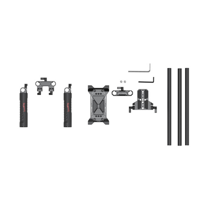 SmallRig Basic Shoulder Kit with 3kg Load Capacity, 360 Degree Rotatable Handle Support, 15mm Rods, 1/4”-20 Threaded Holes, Rod Clamp Handle, Baseplate and Shoulder Pads for Universal Camera Cage 2896B