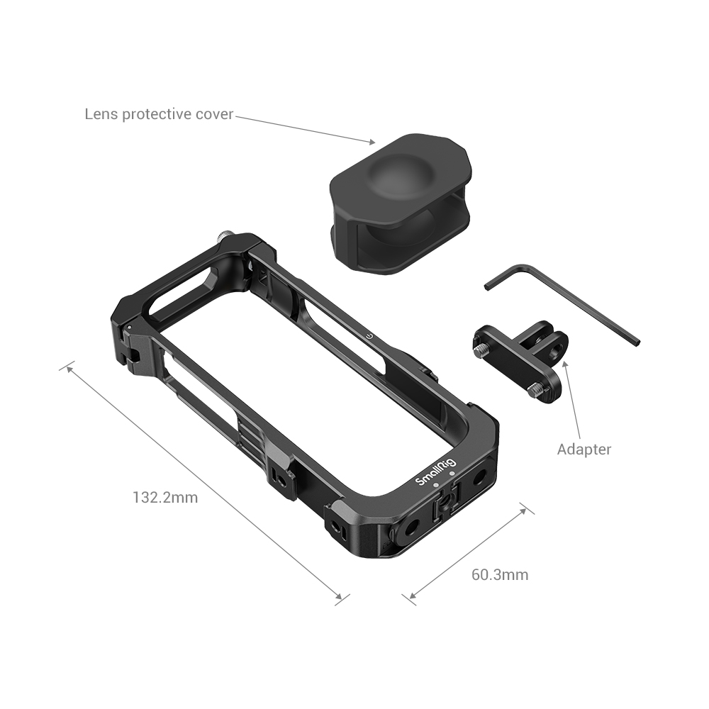 SmallRig Formfitting Aluminum Protective Utility Frame with Silicone Lens Cap, Knurled Locking Screw, Foldable & Detachable Mounting Fingers for Insta360 ONE X2 Action Cameras 2923