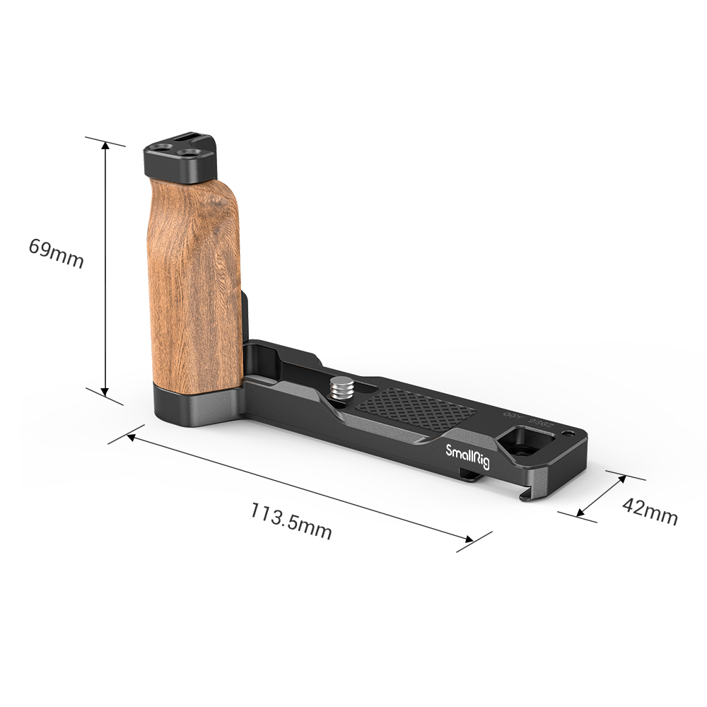 SmallRig L-Shaped Wooden Handle Grip Baseplate with Cold Shoe & Strap Slots, Anti-Twist Flange and 1/4"-20 Threaded Holes for Sony ZV-1 Digital Camera 2936