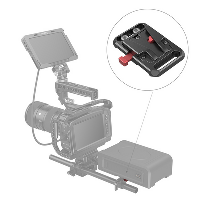 SmallRig Mini V Mount Battery Plate with 1/4"-20 Screw & Allen Wrench, Multiple Mounting Points and Anti-Twist Design with Aluminum Alloy Material for Cameras V Mount Batteries 2987