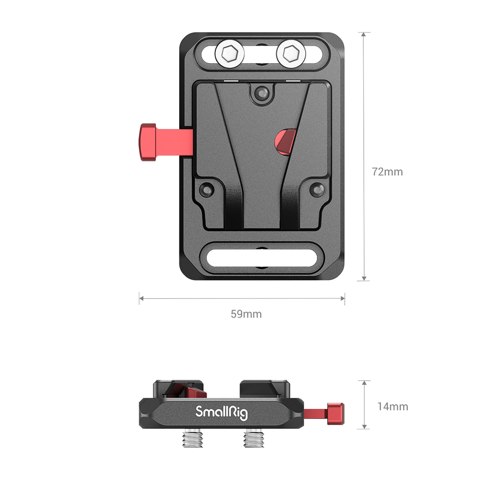 SmallRig Mini V Mount Battery Plate with 1/4"-20 Screw & Allen Wrench, Multiple Mounting Points and Anti-Twist Design with Aluminum Alloy Material for Cameras V Mount Batteries 2987