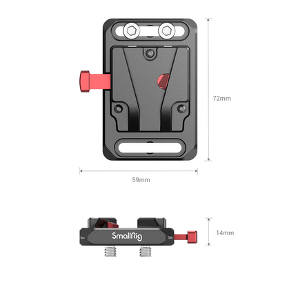 SmallRig Mini V Mount Battery Plate with 1/4"-20 Screw & Allen Wrench, Multiple Mounting Points and Anti-Twist Design with Aluminum Alloy Material for Cameras V Mount Batteries 2987