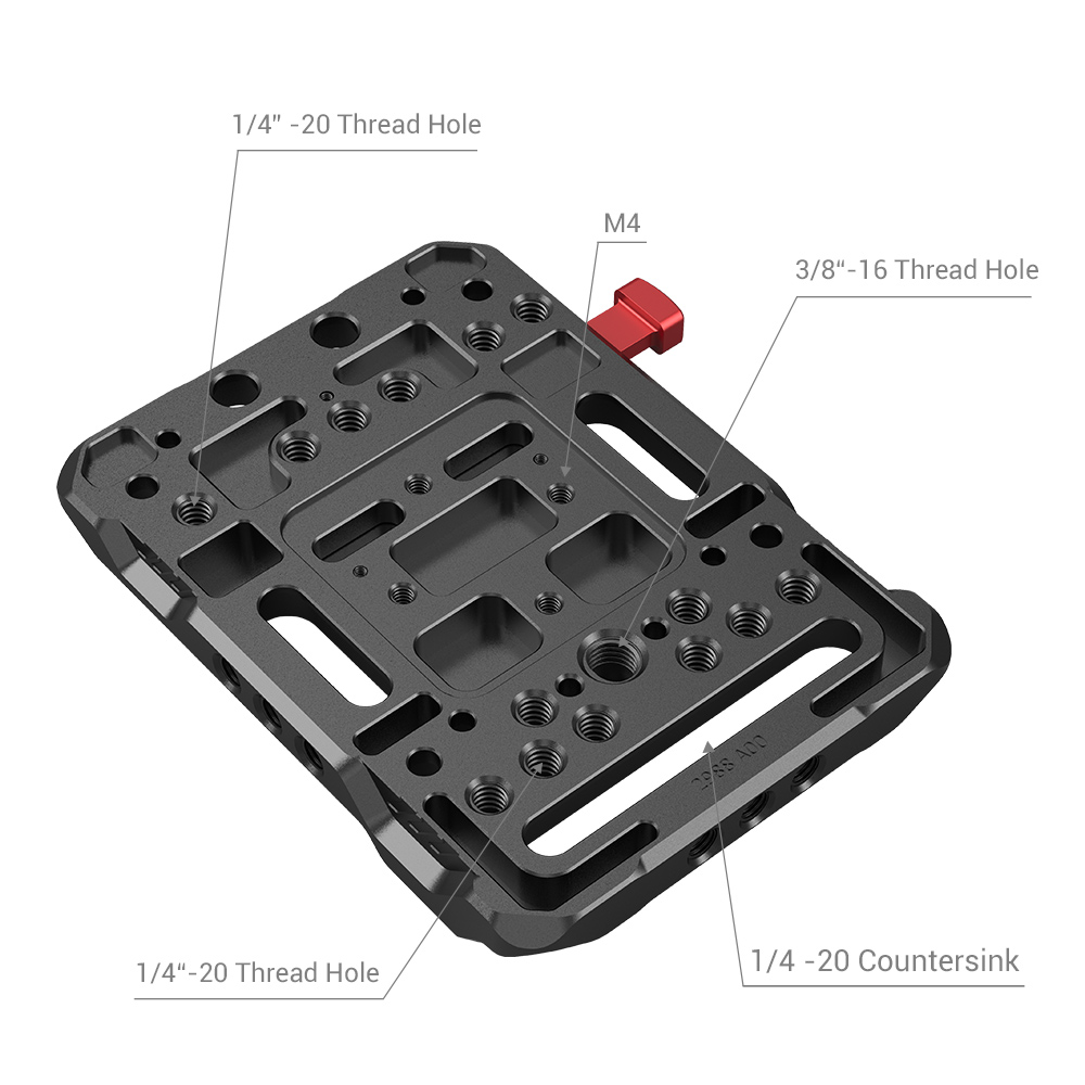 SmallRig V Mount Battery Plate with M4 and M3 Countersinks, ARRI 3/8"-16 Threaded holes, 1/4-20" M4 Screw with Anti-Twist Design for Cameras V Mount Batteries & Blackmagic URSA Mini 2988