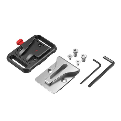 SmallRig Universal Mini V Mount Battery Plate with Belt Clip, Allen Wrench & 1/4-20" Screw with Anti-Off Design Button for Camera V Mount Batteries 2990