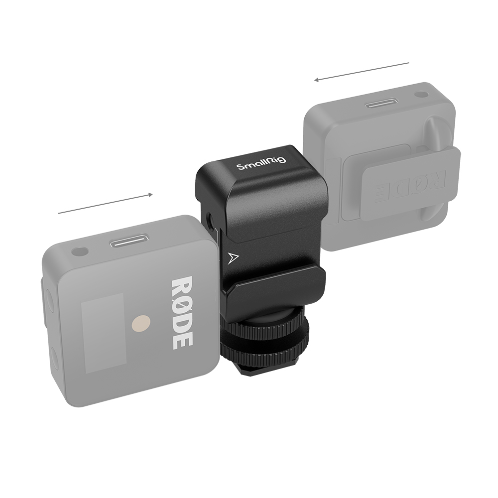 SmallRig Two-in-One Mic Bracket Cold Shoe Mount with 1/4"-20 Threaded Holes and Audio Line for RODE Wireless GO and Saramonic Blink Microphone Support 2996