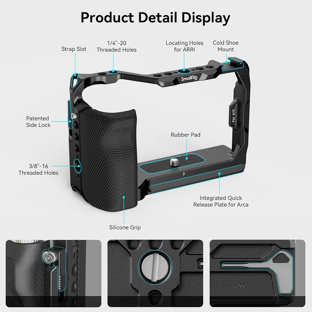 SmallRig 3212B Durable Camera Cage with Anti Twist Side Lock Feature Suitable for Sony A7C Camera