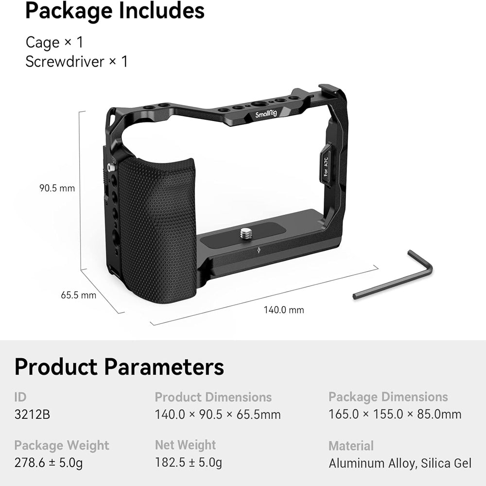 SmallRig 3212B Durable Camera Cage with Anti Twist Side Lock Feature Suitable for Sony A7C Camera