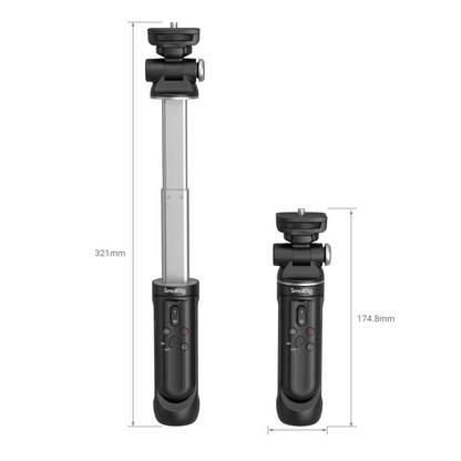 SmallRig SR-RG1 Extendable Wireless Shooting Grip Selfie Stick Tripod with Bluetooth Remote Control, 360 & 180 Degree Pan and Tilt and 1.5kg Load Capacity for Select Sony & Canon Mirrorless Cameras 3326